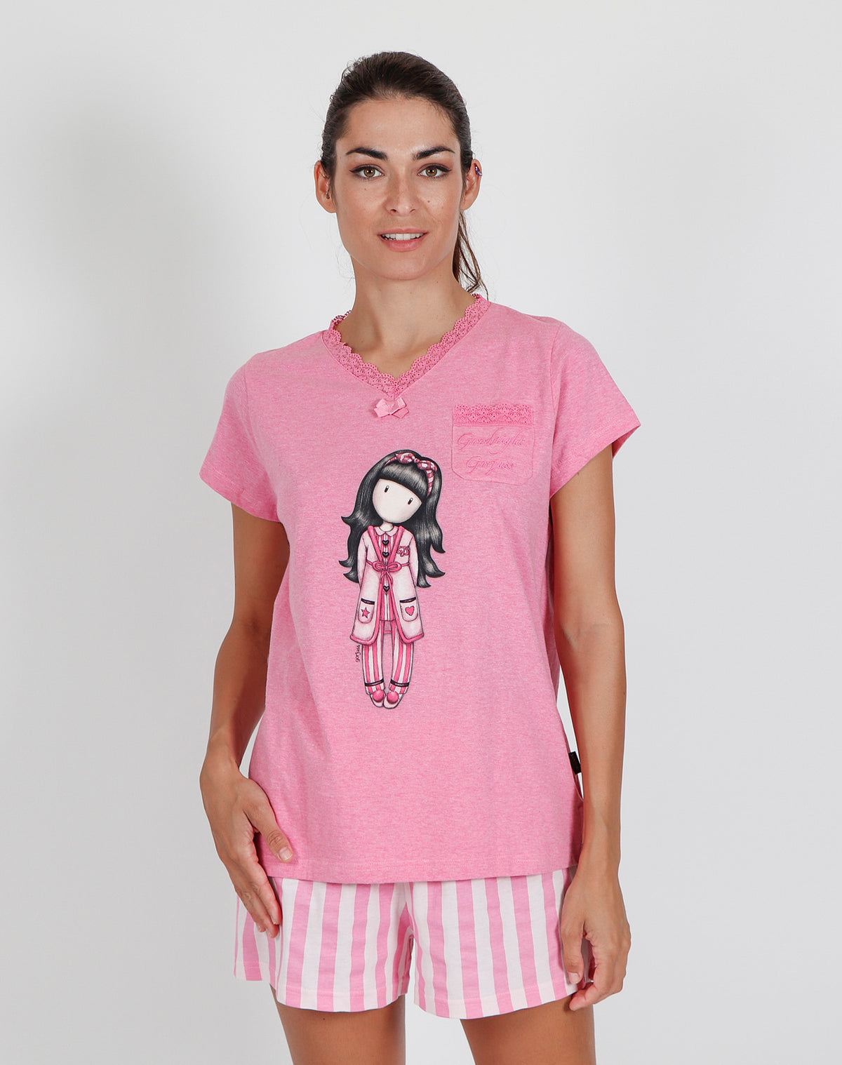 Pigiama donna corto Santoro Gorjuss 55523 rosa