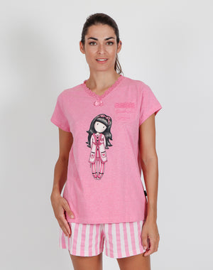 Pigiama donna corto Santoro Gorjuss 55523 rosa