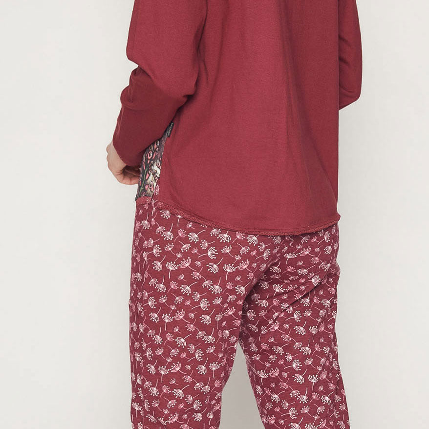 Pigiama donna Santoro Gorjuss 55532 caldo cotone bordeaux