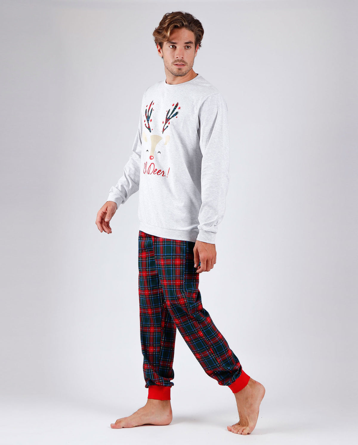 Pigiama uomo natalizio Admas 55558 caldo cotone grigio