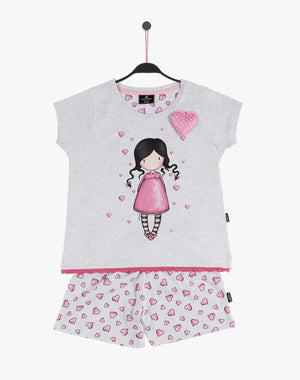 Pigiama bambina corto Santoro Gorjuss 55575 cuoricini
