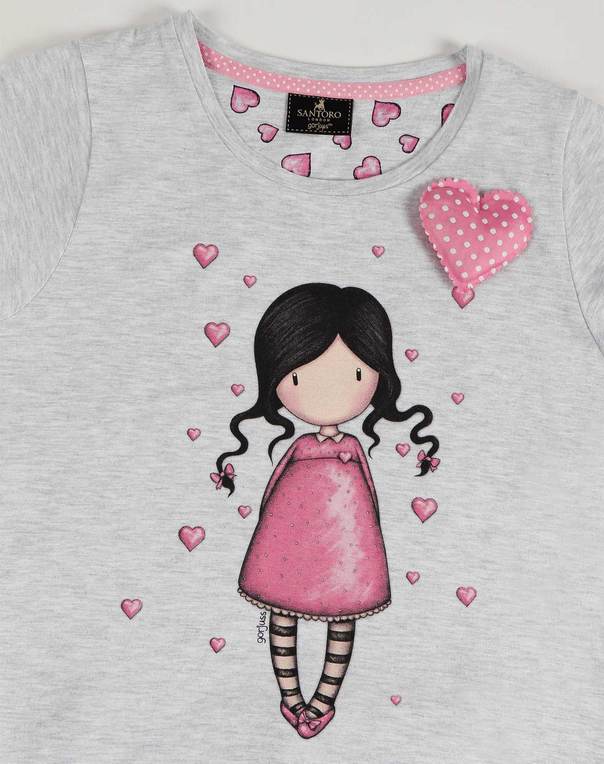 Pigiama bambina corto Santoro Gorjuss 55575 cuoricini