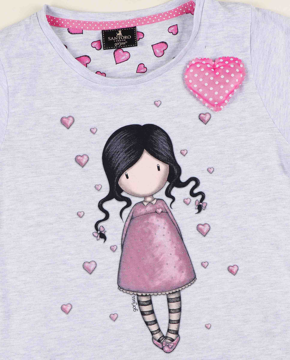 Pigiama bambina corto Santoro Gorjuss 55576 mezza manica cuoricini
