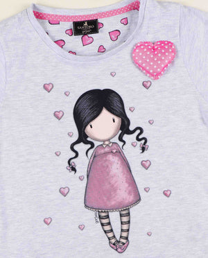 Pigiama bambina corto Santoro Gorjuss 55576 mezza manica cuoricini