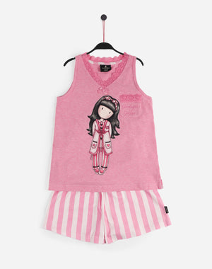 Pigiama bambina corto Santoro Gorjuss 55579 rosa