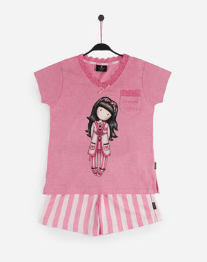 Pigiama bambina corto mezza manica Santoro Gorjuss 55585 rosa