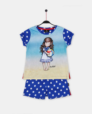 Pigiama bambina corto Santoro Gorjuss 55586 azzurro