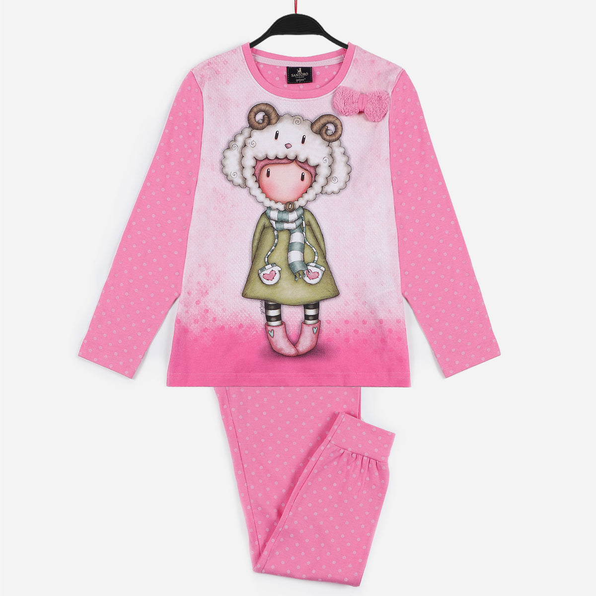 Pigiama Bambina Santoro Gorjuss 55594 caldo cotone pois rosa