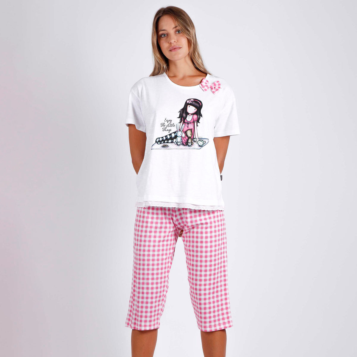 Pigiama donna estivo Santoro Gorjuss 55604 cotone rosa