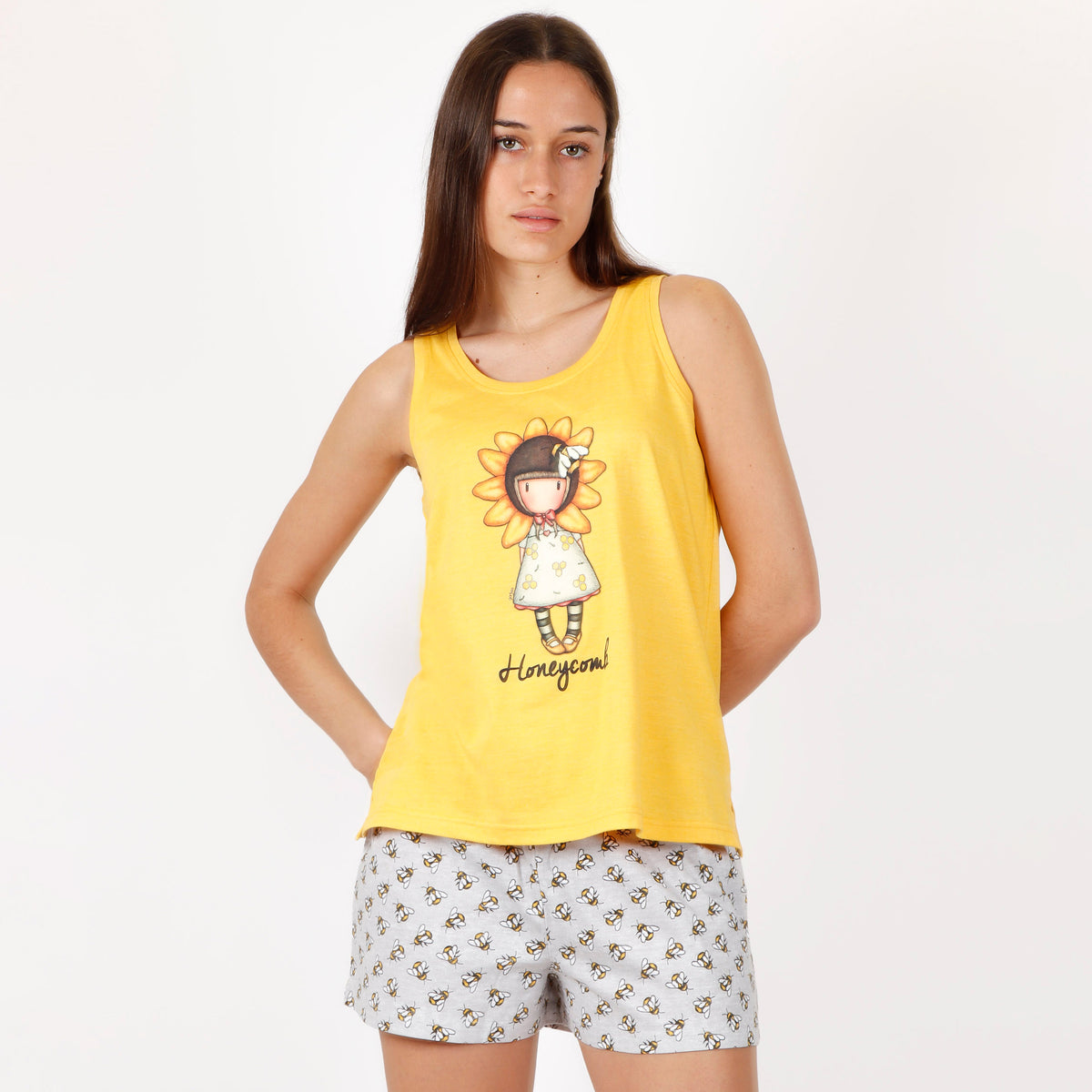 Pigiama donna Santoro Gorjuss 55618 cotone giallo ape