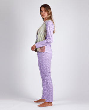 Pigiama donna Santoro Gorjuss 55619 in cotone lilla pois