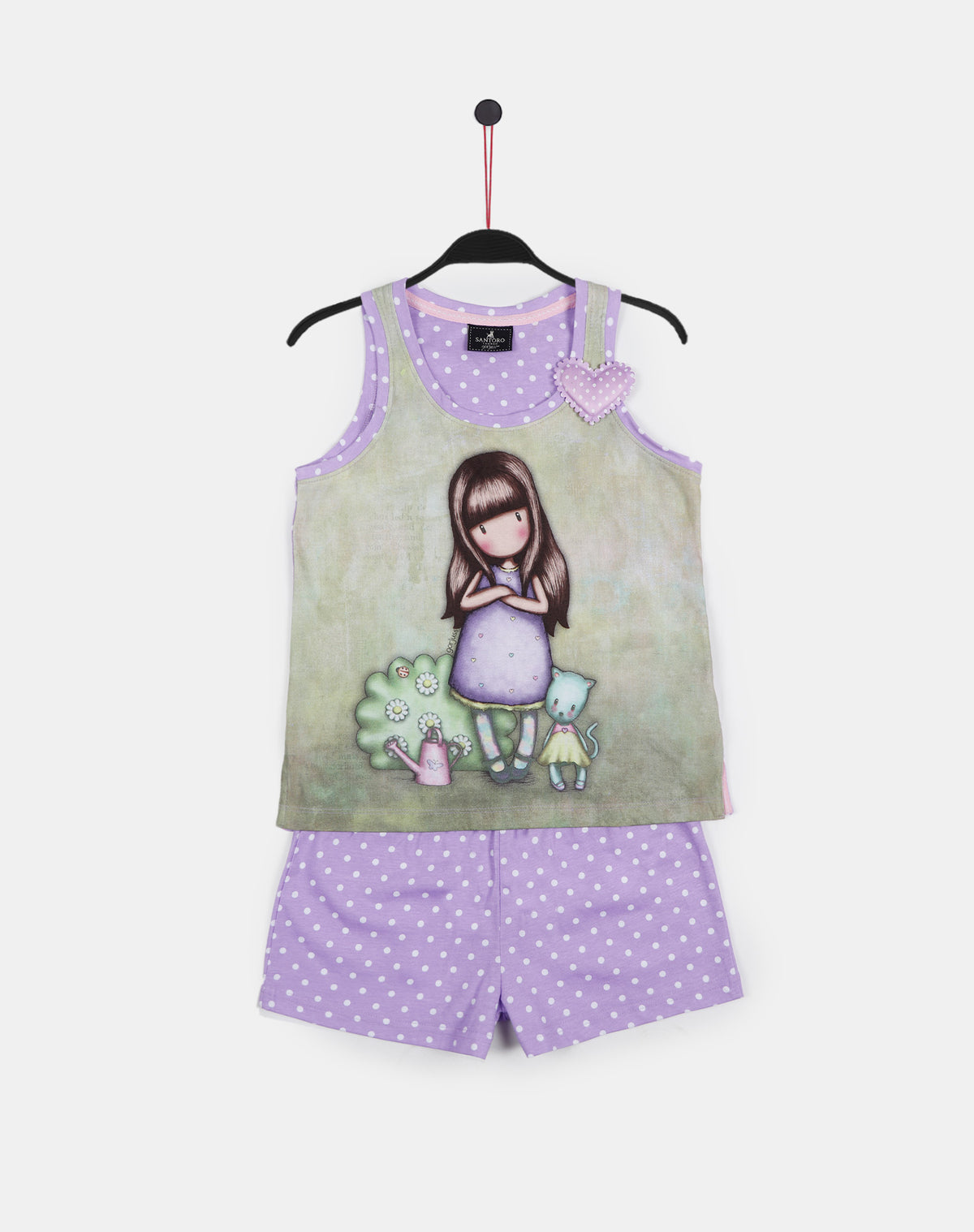 Pigiama bambina corto Santoro Gorjuss 55622 viola pois