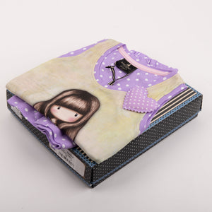 Pigiama bambina corto Santoro Gorjuss 55622 viola pois