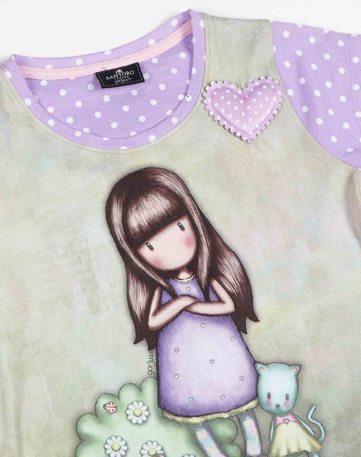 Pigiama bambina corto Santoro Gorjuss 55623 cotone lilla pois