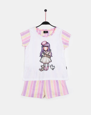 Pigiama bambina corto Santoro Gorjuss 55626 cotone bianco