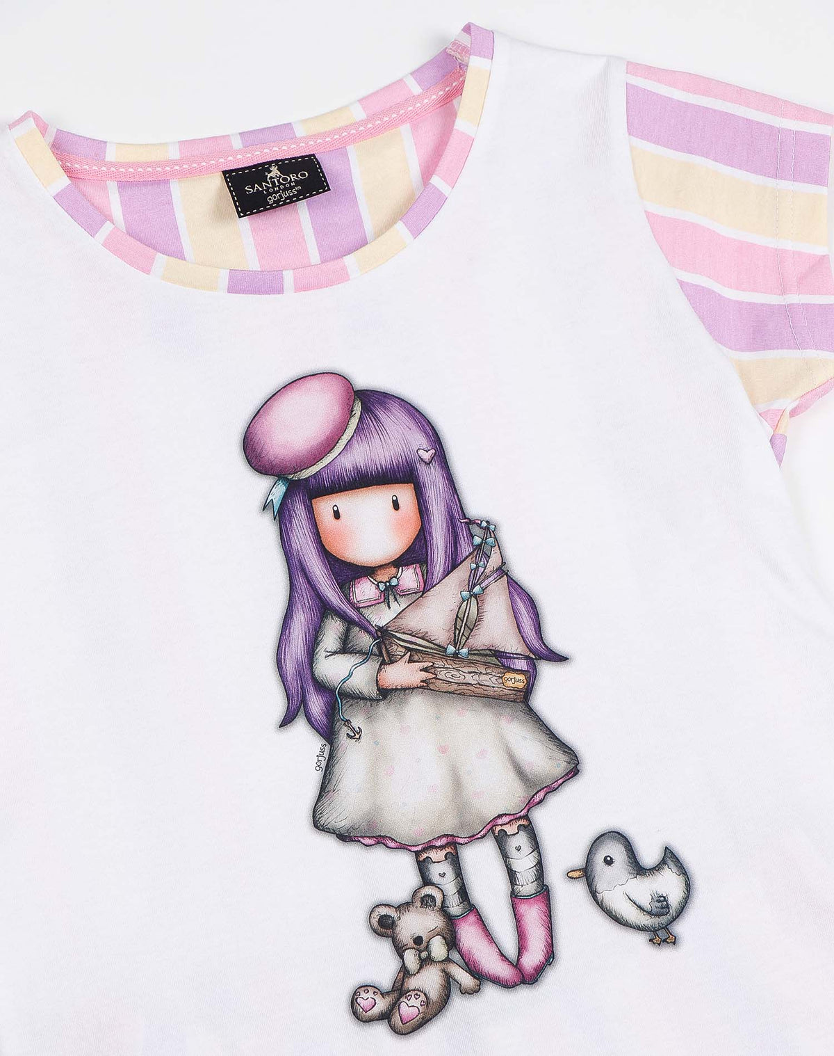 Pigiama bambina corto Santoro Gorjuss 55626 cotone bianco