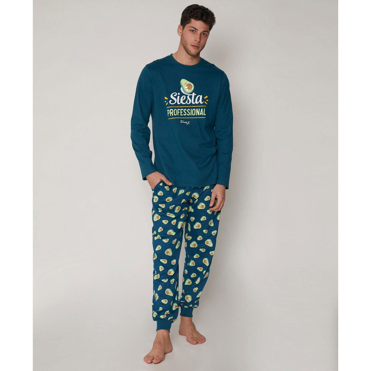 Pigiama uomo caldo cotone Mr. Wonderful 55712 verde petrolio