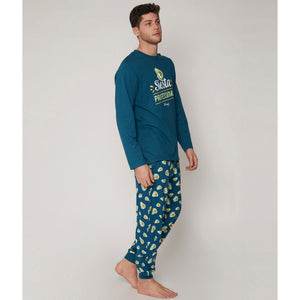 Pigiama uomo caldo cotone Mr. Wonderful 55712 verde petrolio