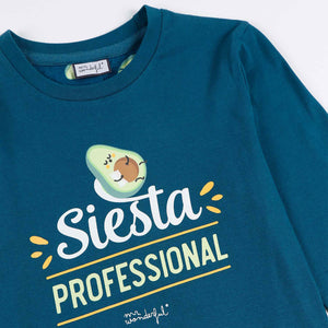 Pigiama bimbo caldo cotone verde petrolio Mr. Wonderful 55728