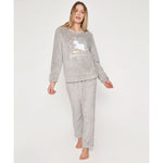 Pigiama donna coral caldissimo unicorno Mr. Wonderful 55775 grigio