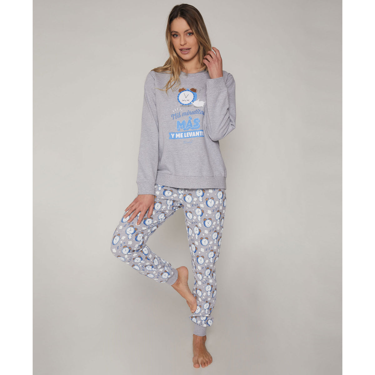 Pigiama donna Mr. Wonderful 55778 caldo invernale grigio