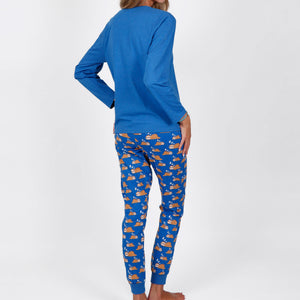 Pigiama donna caldo cotone Mr. Wonderful 55780 azzurro