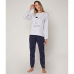 Pigiama donna stelle grigio caldo cotone blu Admas 55799