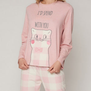 Pigiama donna Admas 55807 gatto rosa