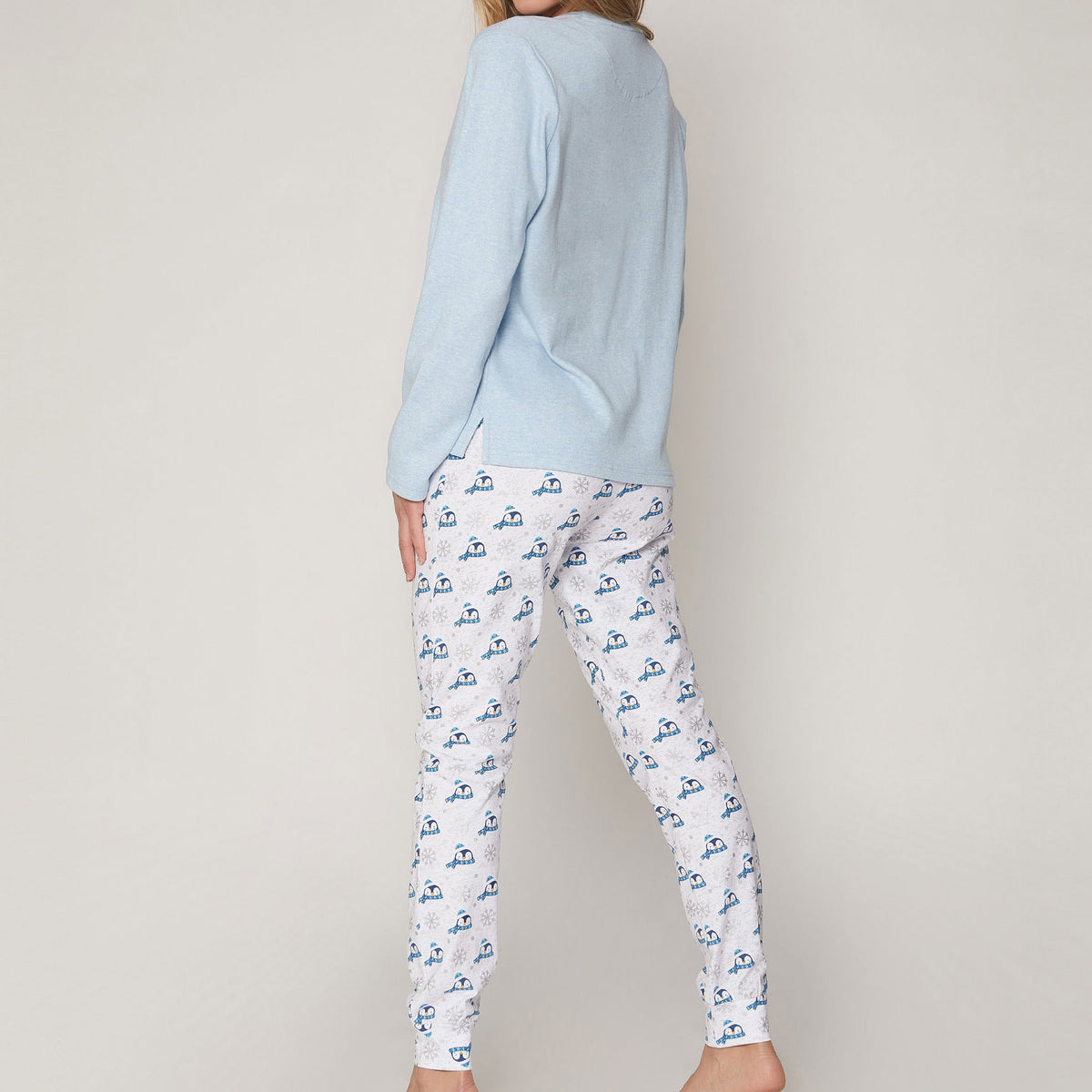 Pigiama Admas 55808 donna caldo cotone interlock pinguino