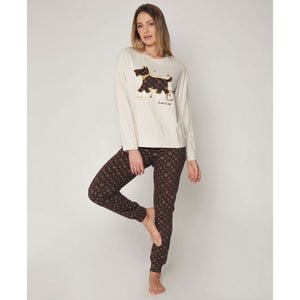 Pigiama donna Admas 55825 lungo beige cane