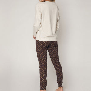 Pigiama donna Admas 55825 lungo beige cane