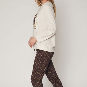 Pigiama donna Admas 55825 lungo beige cane