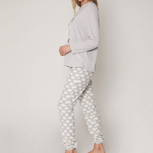 Pigiama Admas 55831 donna grigio nuvola micro pile