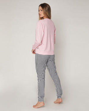 Pigiama donna caldo cotone cane Admas 55833 rosa