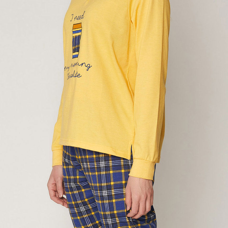 Pigiama donna caldo cotone giallo Admas 55841