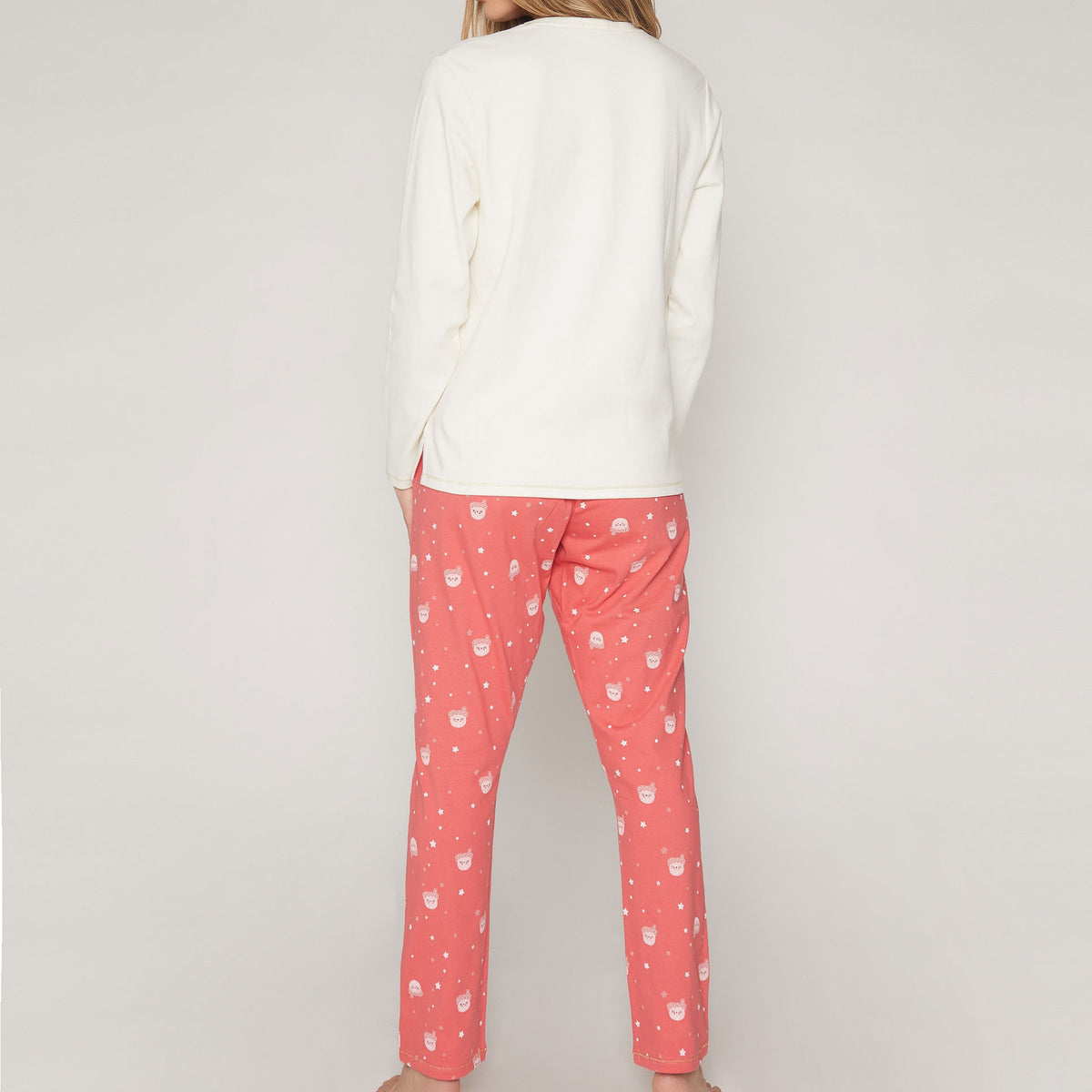 Pigiama donna caldo cotone foca crema corallo Admas 55844