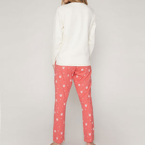 Pigiama donna caldo cotone foca crema corallo Admas 55844