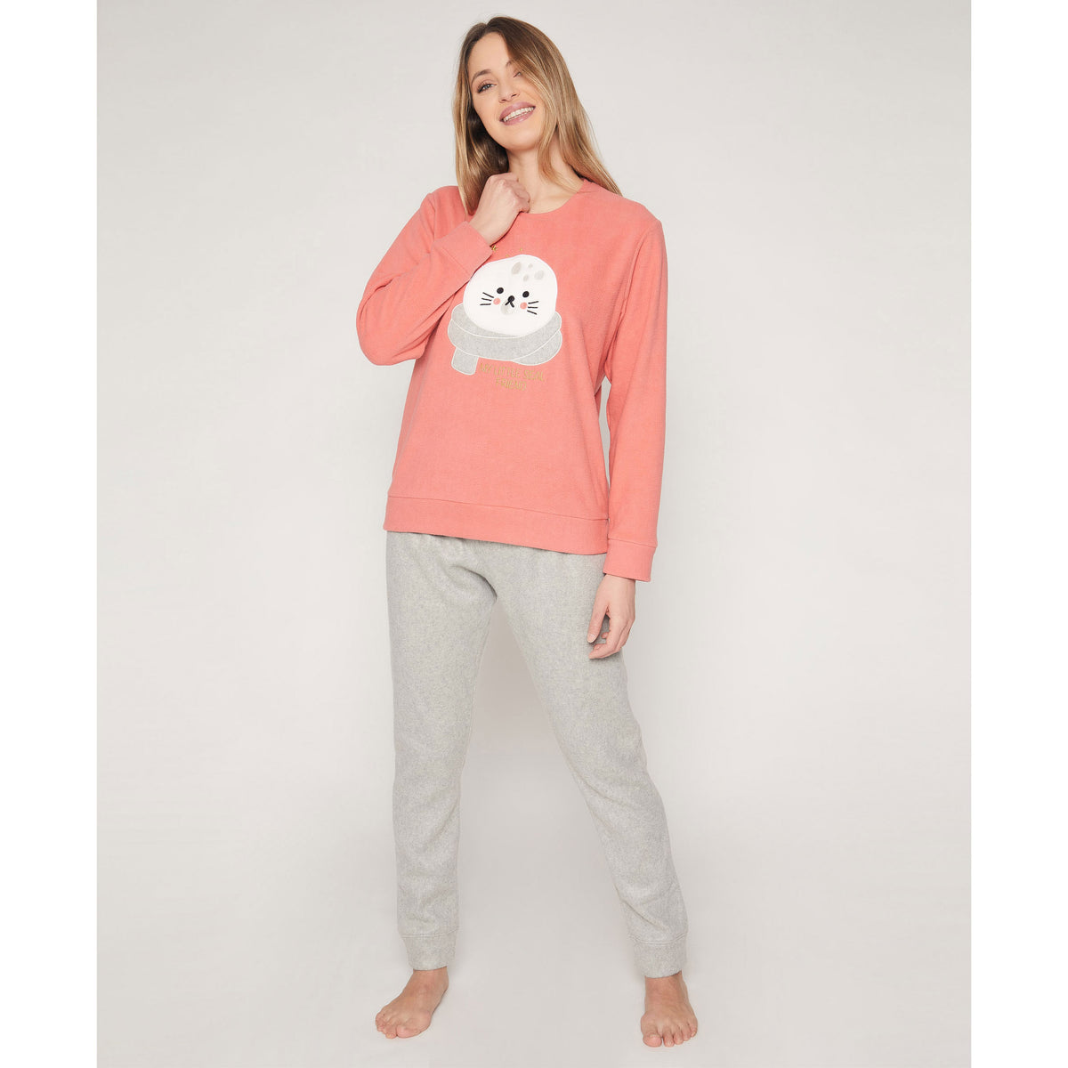 Pigiama donna maglia in pile corallo Admas 55862
