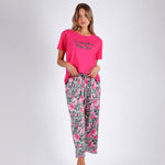 Pigiama donna estivo Admas 55883 cotone leopardato fucsia