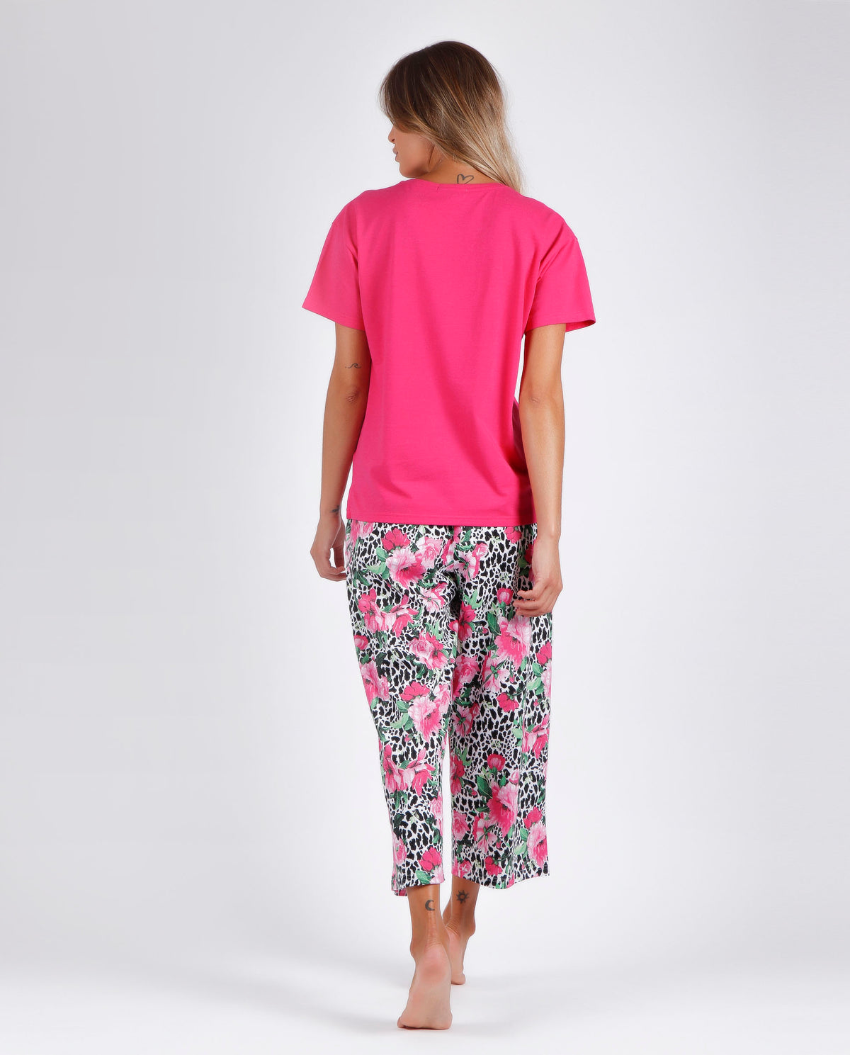Pigiama donna estivo Admas 55883 cotone leopardato fucsia