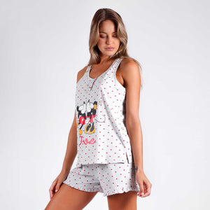 Pigiama canotta corto Disney Minnie Topolino cuori 55977