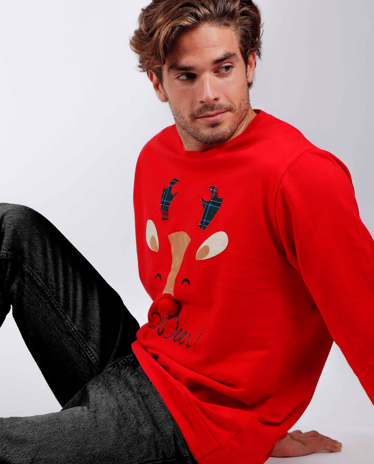 Felpa uomo natalizia Admas 56113 caldo cotone felpato rossa