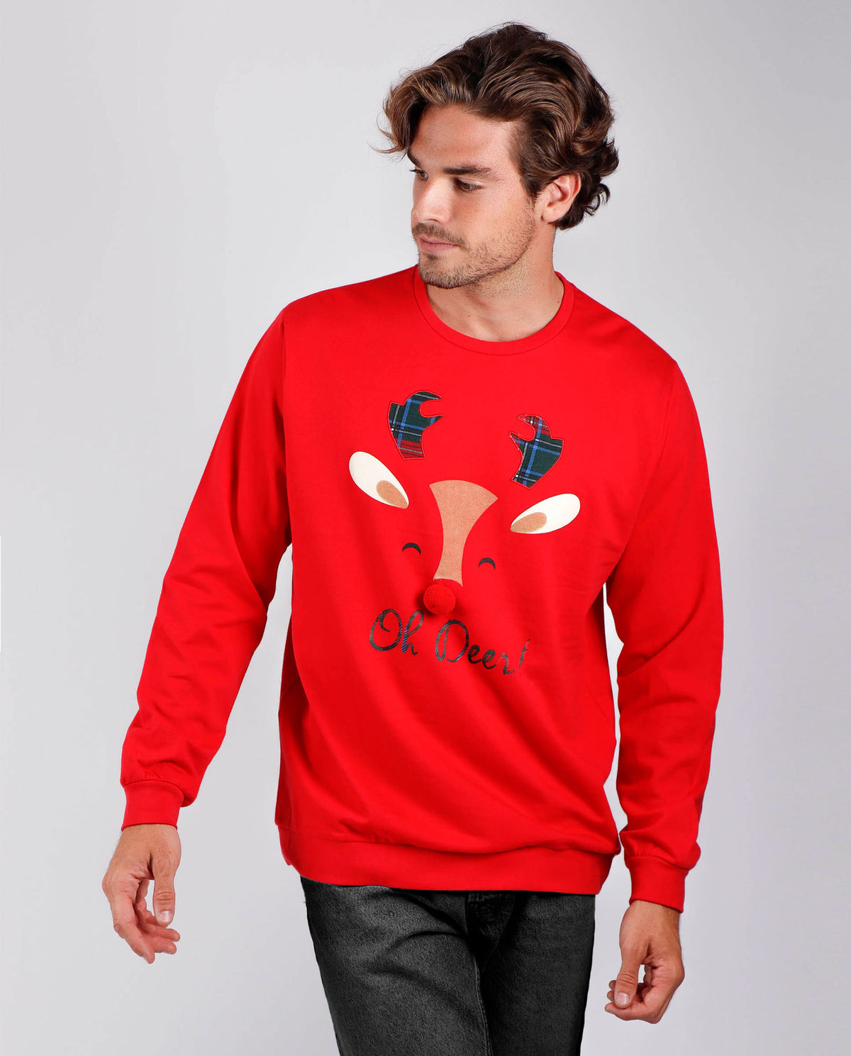 Felpa uomo natalizia Admas 56113 caldo cotone felpato rossa