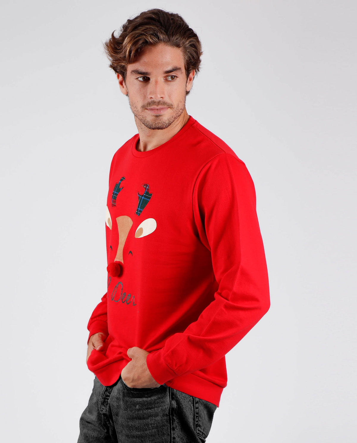 Felpa uomo natalizia Admas 56113 caldo cotone felpato rossa