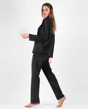 Pigiama donna Admas 56153 gessato velluto nero