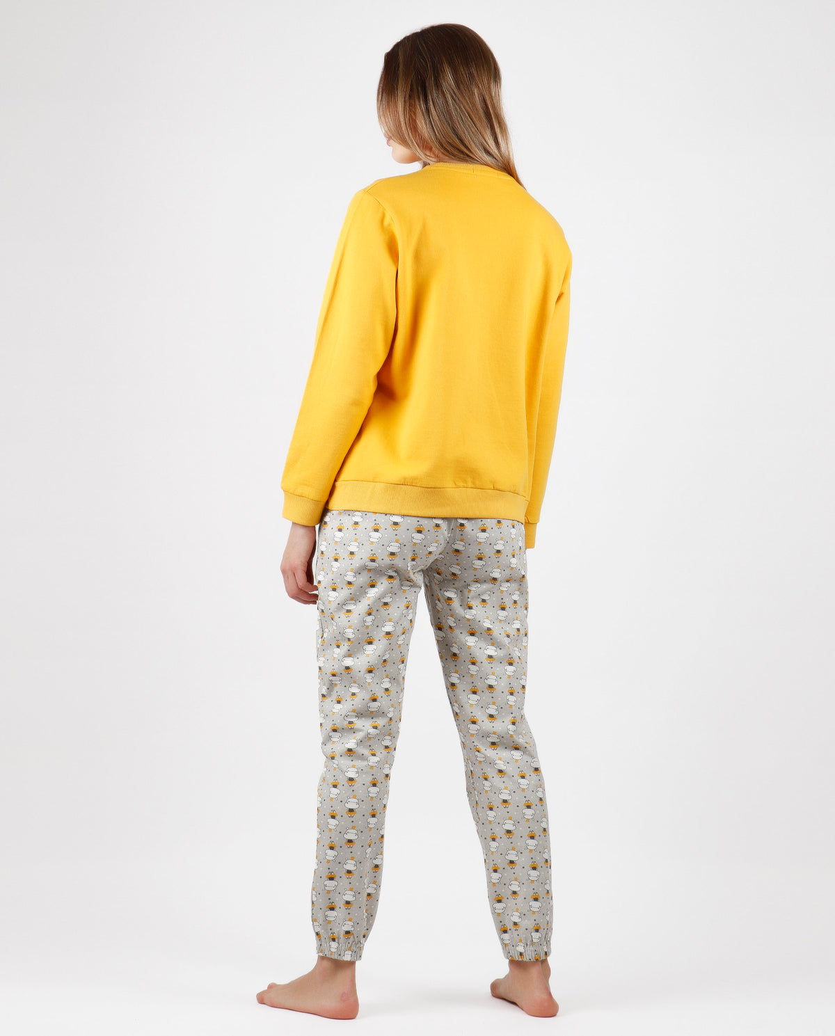 Pigiama donna invernale Admas 56172 caldo cotone ocra