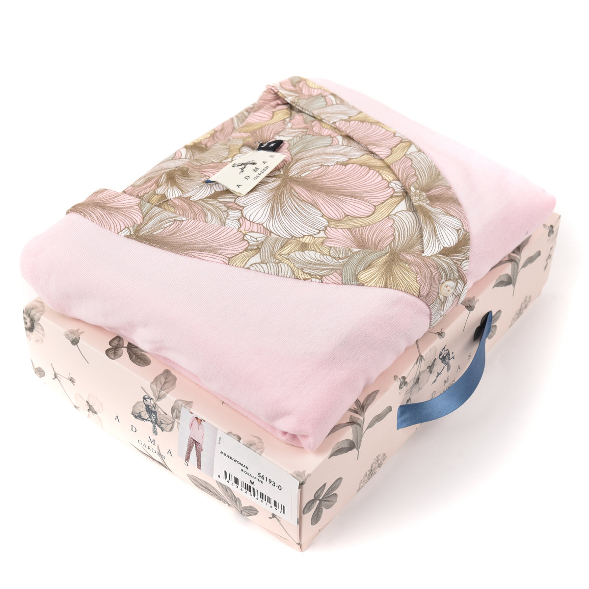Pigiama donna classico raffinato in caldo cotone rosa fiori Admas 56193