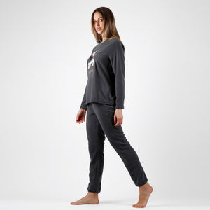 Pigiama donna invernale Admas 56222 caldo pile grigio