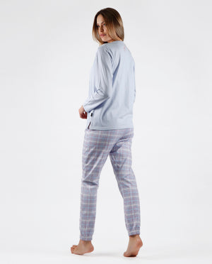 Pigiama donna caldo cotone Santoro Gorjuss 56604 celeste