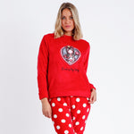 Pigiama donna invernale Santoro Gorjuss 56614 pile coral a pois